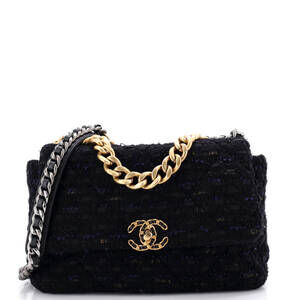 Chanel Large 19 Flap Bag Quilted Tweed and Ribbon